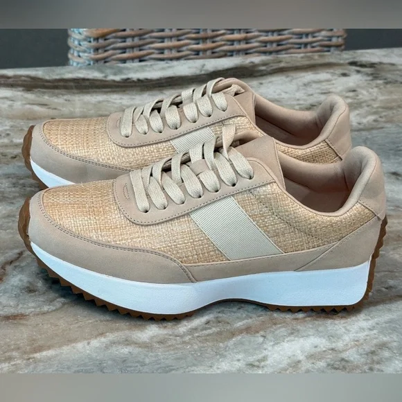 Women’s DOLCE VITA Breela tan raffia fashion sneakers- Size 7.5 - Picture 5 of 10